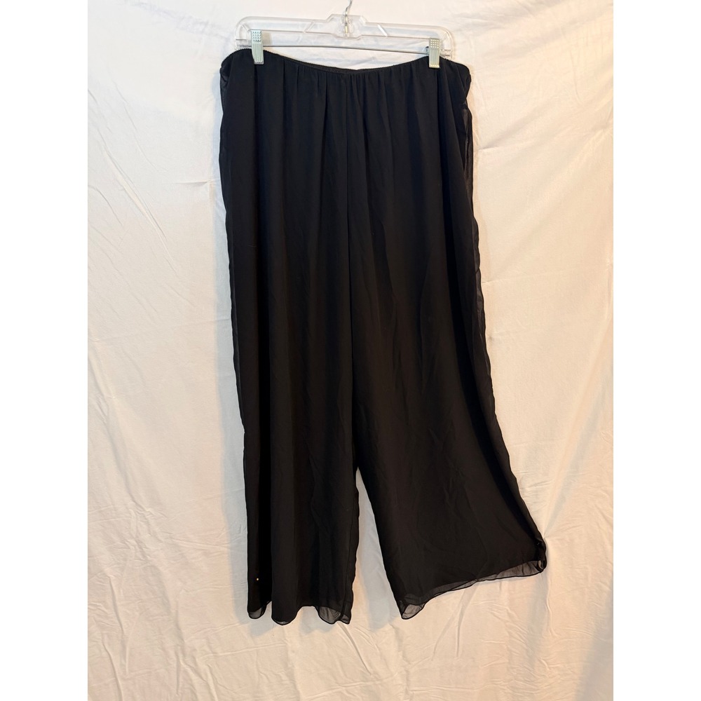 Alex Evenings Womens Black Chiffon Wide Leg Dress Pants Plus Size 2X 09334-01